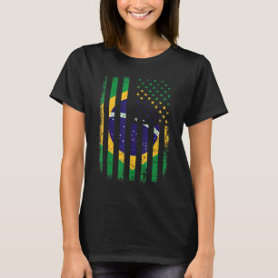 T-shirt Drapeau Brésilien Américain Racines Brésil Ame Bré