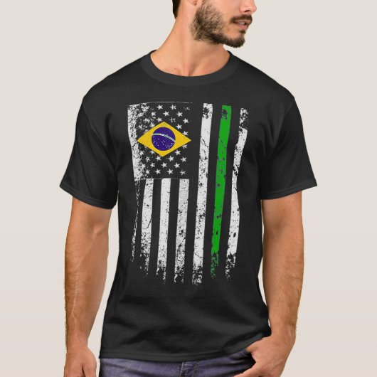 T-shirt Drapeau brésilien américain T Pride Brésil USA Tee (Devant)