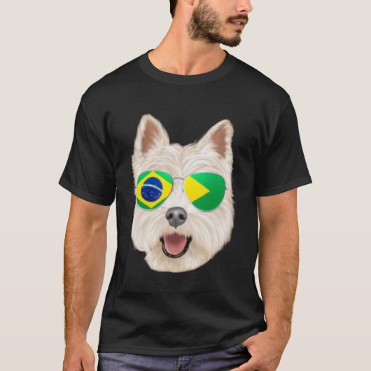 T-shirt Drapeau brésilien West Highland White Terrier Dog  (Devant)