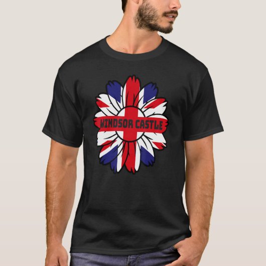 T-shirt Drapeau britannique Angleterre Uk Sunflower Windso (Devant)