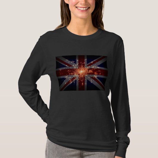 T-shirt Drapeau BRITANNIQUE au-dessus de Londres la nuit (Devant)