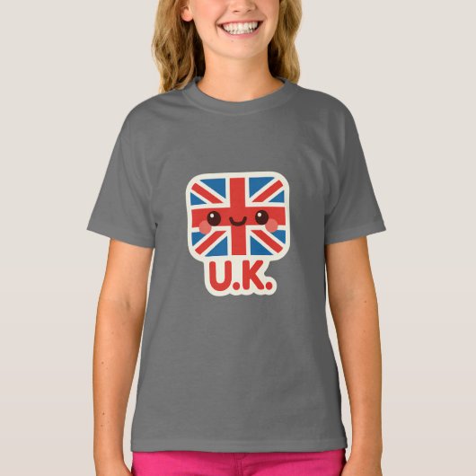 T-shirt Drapeau britannique de Kawaii - Design britannique (Devant)