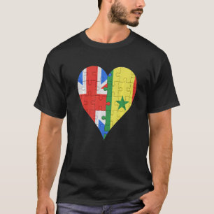 T-shirt Drapeau britannique sénégalais Coeur