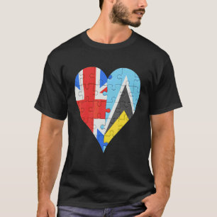 T-shirt Drapeau britannique St Lucian Coeur