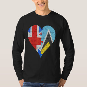 T-shirt Drapeau britannique St Lucian Coeur