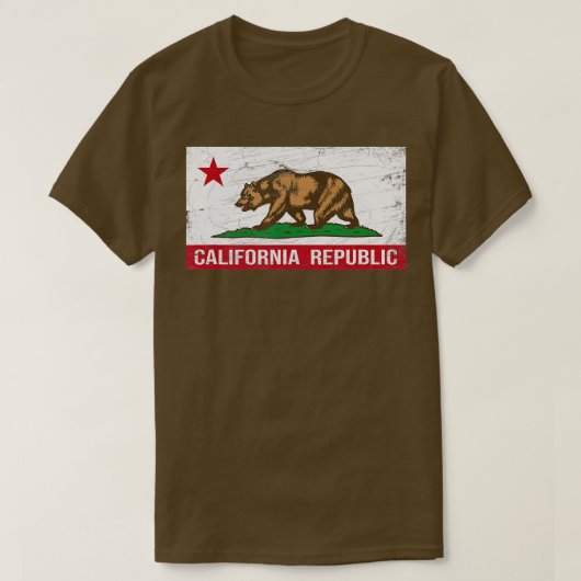 T-shirt Drapeau Californie CA Distorsion Design C (Design devant)
