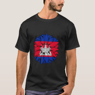 T-shirt Drapeau Cambodge Tournesol Fierté Cambodgienne Cam