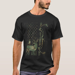 T-shirt Drapeau Camo Américain Chasse Buck Hommes Résurve
