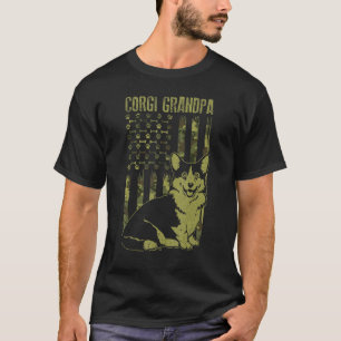 T-shirt Drapeau Camo Américain vintage Fier Corgi Grand-pè