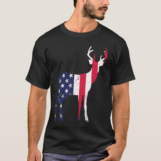 T-shirt Drapeau Camo American Deer Hunter Patriotique pour (Devant)