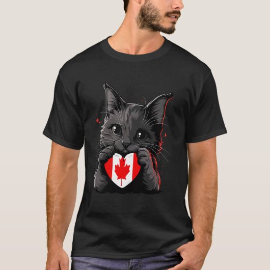 T-shirt Drapeau Canada Fierté Canadienne Chat Canada Érabl (Devant)