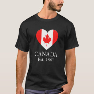T-shirt Drapeau canadien à feuille d'érable en forme de cœ