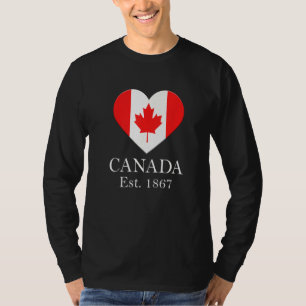 T-shirt Drapeau canadien à feuille d'érable en forme de cœ