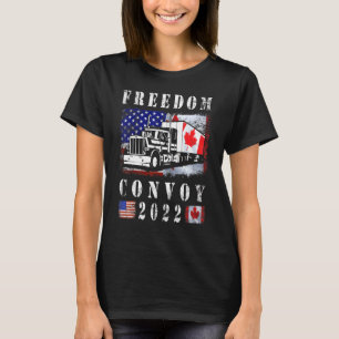 T-shirt Drapeau canadien américain 2022 du convoi de la li