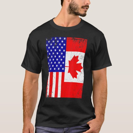 T-shirt Drapeau canadien américain Canada 4 juillet (Devant)