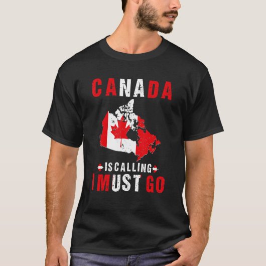 T-shirt Drapeau Canadien Canada Appelle Et Je Dois Aller À (Devant)