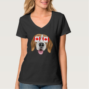 T-shirt Drapeau canadien Chien Harrier Canada Pochette