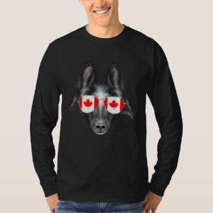 T-shirt Drapeau canadien Chien mouton belge Canada Pochett