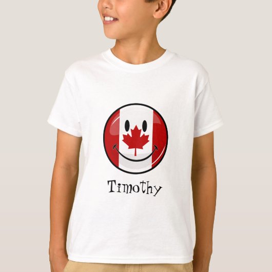 T-shirt Drapeau canadien de sourire brillant (Devant)