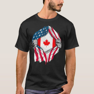 T-shirt Drapeau canadien du sang intérieur de moi Canada 