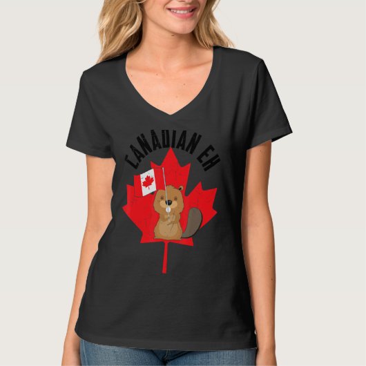 T-shirt Drapeau canadien Eh Beaver Maple Leaf Heureux Da C (Devant)