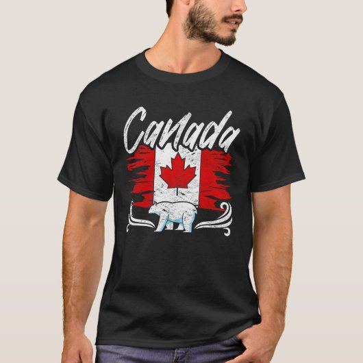 T-shirt Drapeau canadien Feuille d'érable Ours polaire Pay (Devant)