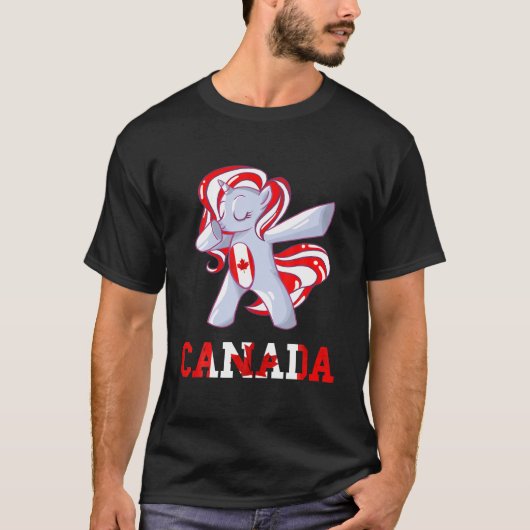 T-shirt Drapeau canadien Feuille d'érable Unicorne Racines (Devant)