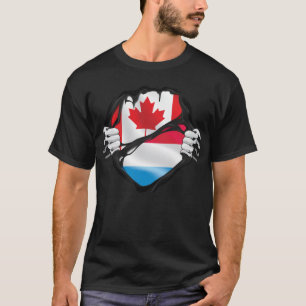 T-shirt Drapeau canadien luxembourgeois des racines arrach
