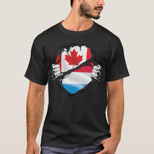T-shirt Drapeau canadien luxembourgeois des racines arrach (Devant)