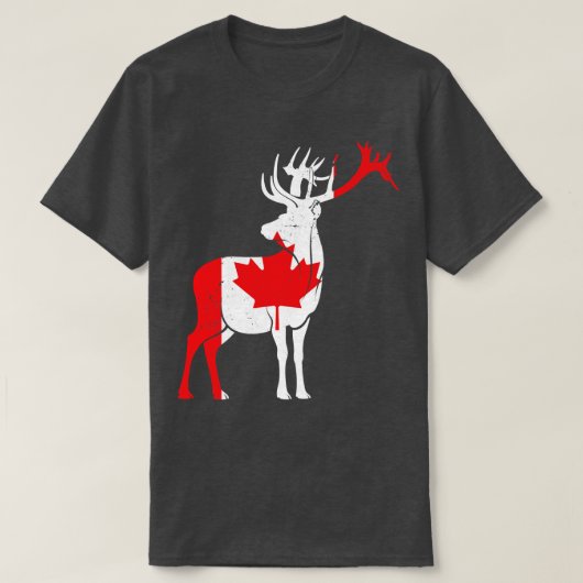 T-shirt Drapeau canadien Maple Leaf Deer Canada (Design devant)