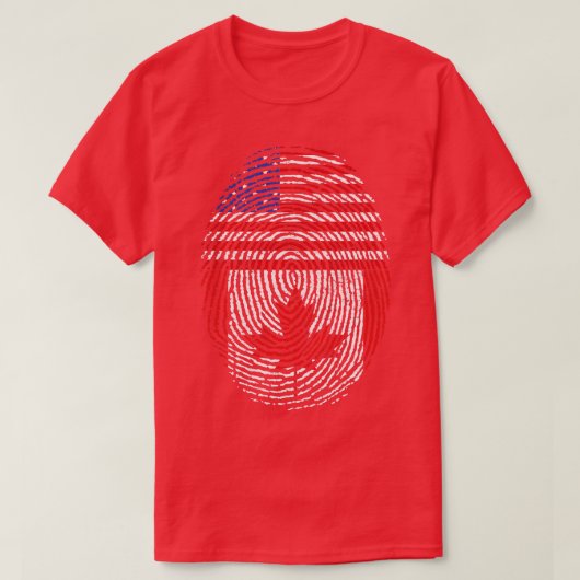 T-shirt Drapeau canadien Maple Leaf États-Unis Empreinte a (Design devant)