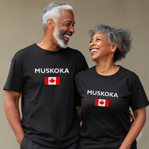 T-shirt Drapeau canadien Muskoka Canada Couleur foncée