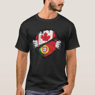 T-shirt Drapeau canadien portugais des racines arrachées
