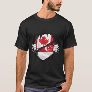 T-shirt Drapeau canadien singapourien des mains arrachées