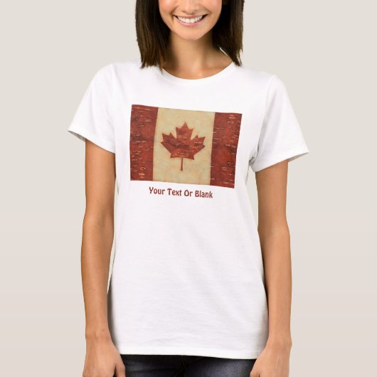 T-shirt Drapeau Canadien Sur L'Écorce De Birch Intérieur (Devant)