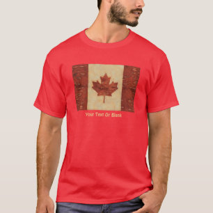 T-shirt Drapeau Canadien Sur L'Écorce De Birch Intérieur