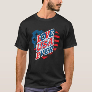 T-shirt Drapeau cardiaque américain 4 juillet USA Summer