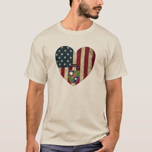 T-shirt Drapeau cardiaque américain du 3e Bataillon 75e Ra (Devant)