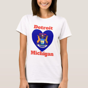 T-shirt Drapeau cardiaque Detroit Michigan