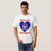 T-shirt Drapeau cardiaque Detroit Michigan (Devant entier)