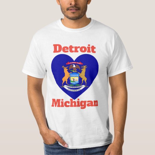 T-shirt Drapeau cardiaque Detroit Michigan (Devant)