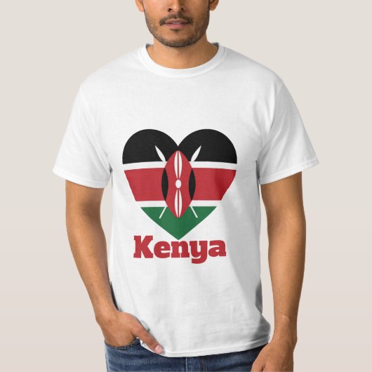 T-shirt Drapeau cardiaque du Kenya (Devant)