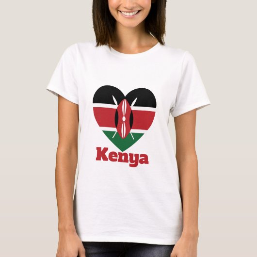 T-shirt Drapeau cardiaque du Kenya (Devant)