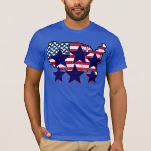 T-shirt Drapeau Carte Américain Avec Étoiles Lauréat Du Pr