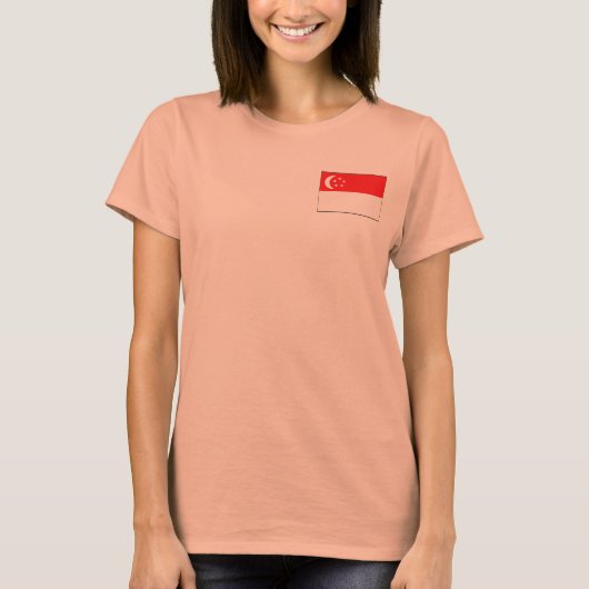 T-Shirt Drapeau + Carte de Singapour (Devant)