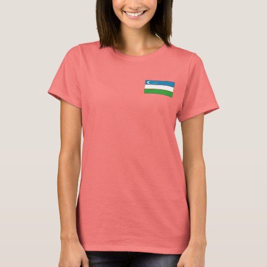 T-Shirt Drapeau + Carte d'Ouzbékistan (Devant)