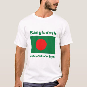 T-Shirt Drapeau + Carte + Texte Bangladesh