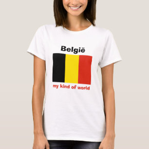 T-Shirt Drapeau + Carte + Texte Belgique