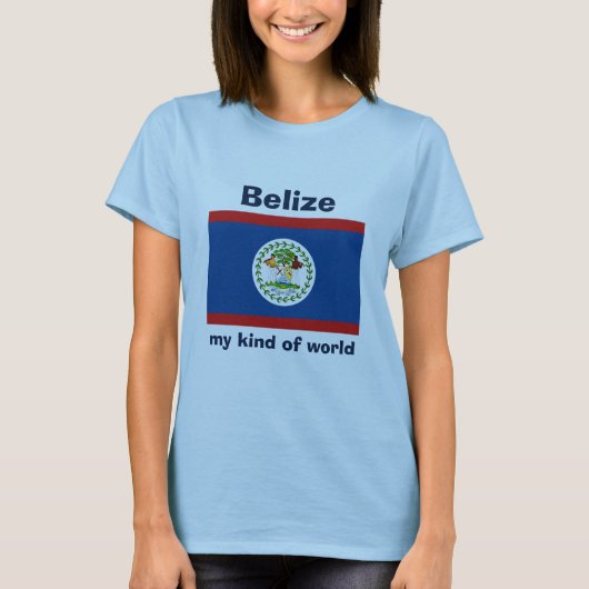 T-Shirt Drapeau + Carte + Texte Belize (Devant)