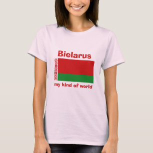 T-Shirt Drapeau + Carte + Texte Biélorussie